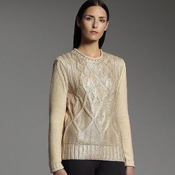 Narciso Rodriguez Sweaters - Narsico Rodriguez Gold Cable Knit Sweater.